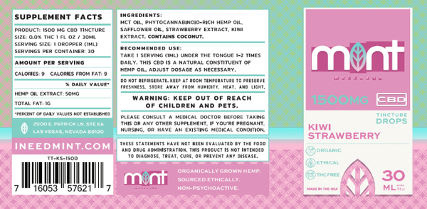 Kiwi Strawberry CBD Tincture Drops - Mint Wellness